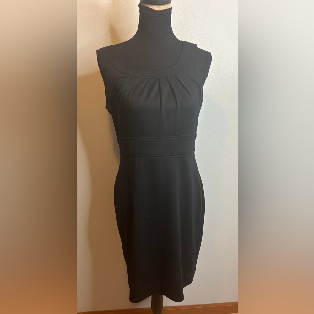 London Times|| black midi dress with invisible zipper